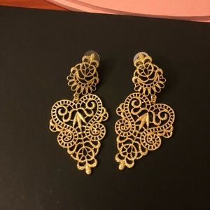 Gold Leaf Textured Drop Earrings